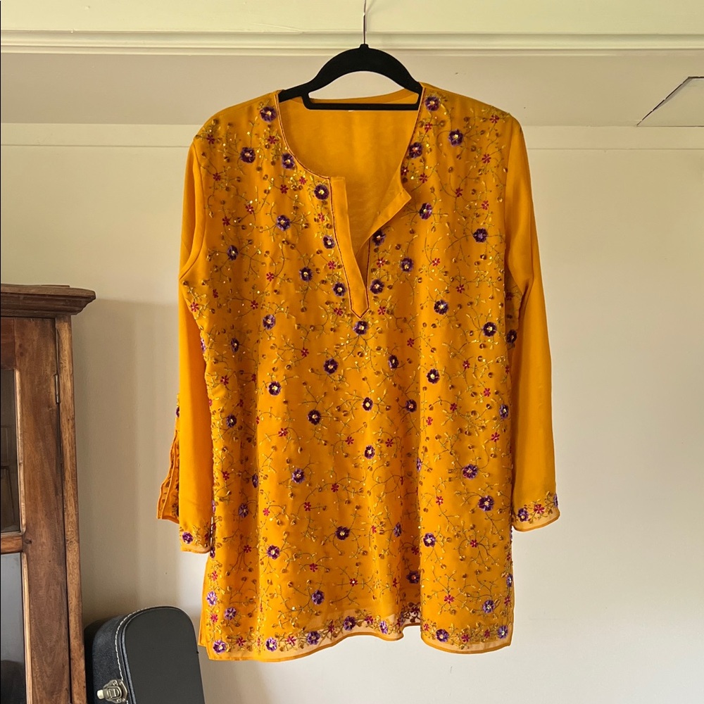 Embroidered beaded Tunic Top